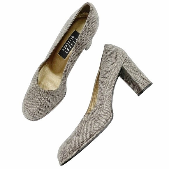 Vintage Stuart Weitzman Taupe Smoke Leather Iguana Print Pumps Women’s Size 6.5 - Picture 13 of 13